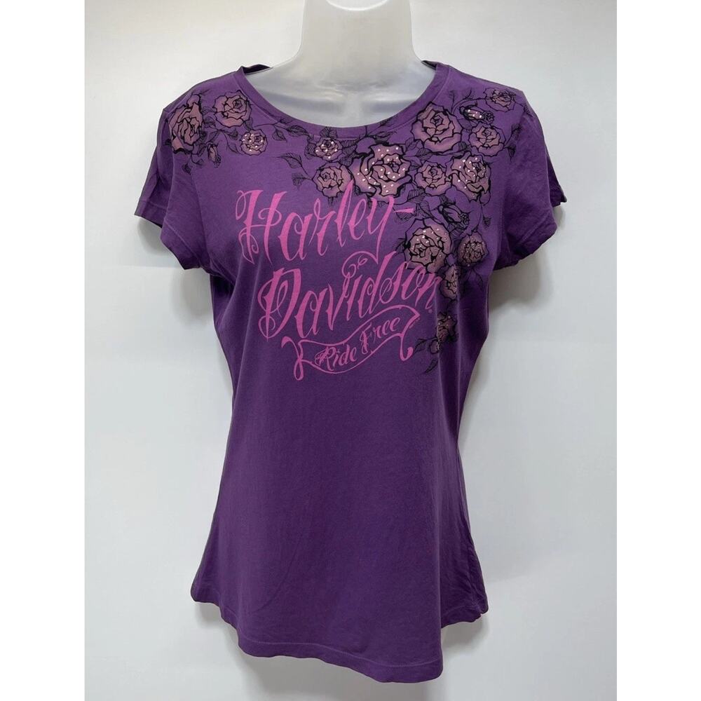 Harley Davidson Bagram Air Base Afghanistan T-Shirt Rhinestone Purple S 2015